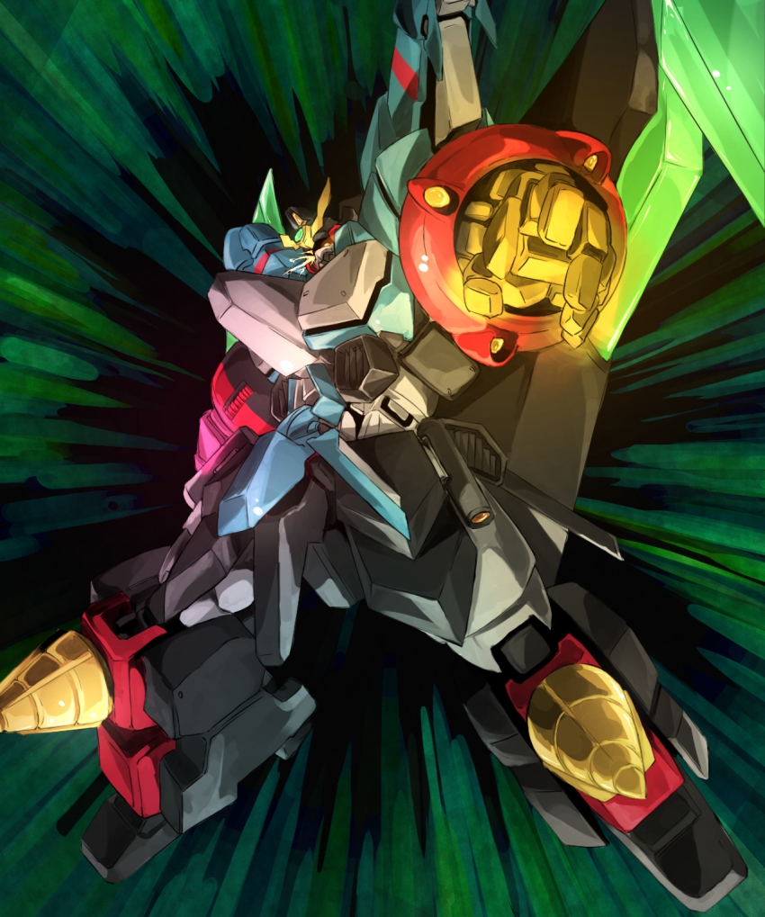 bygddd5 drill gaofighgar glowing glowing_eye highres mecha no_humans robot solo wings yellow_eyes yuusha_ou_gaogaigar_final yuusha_series