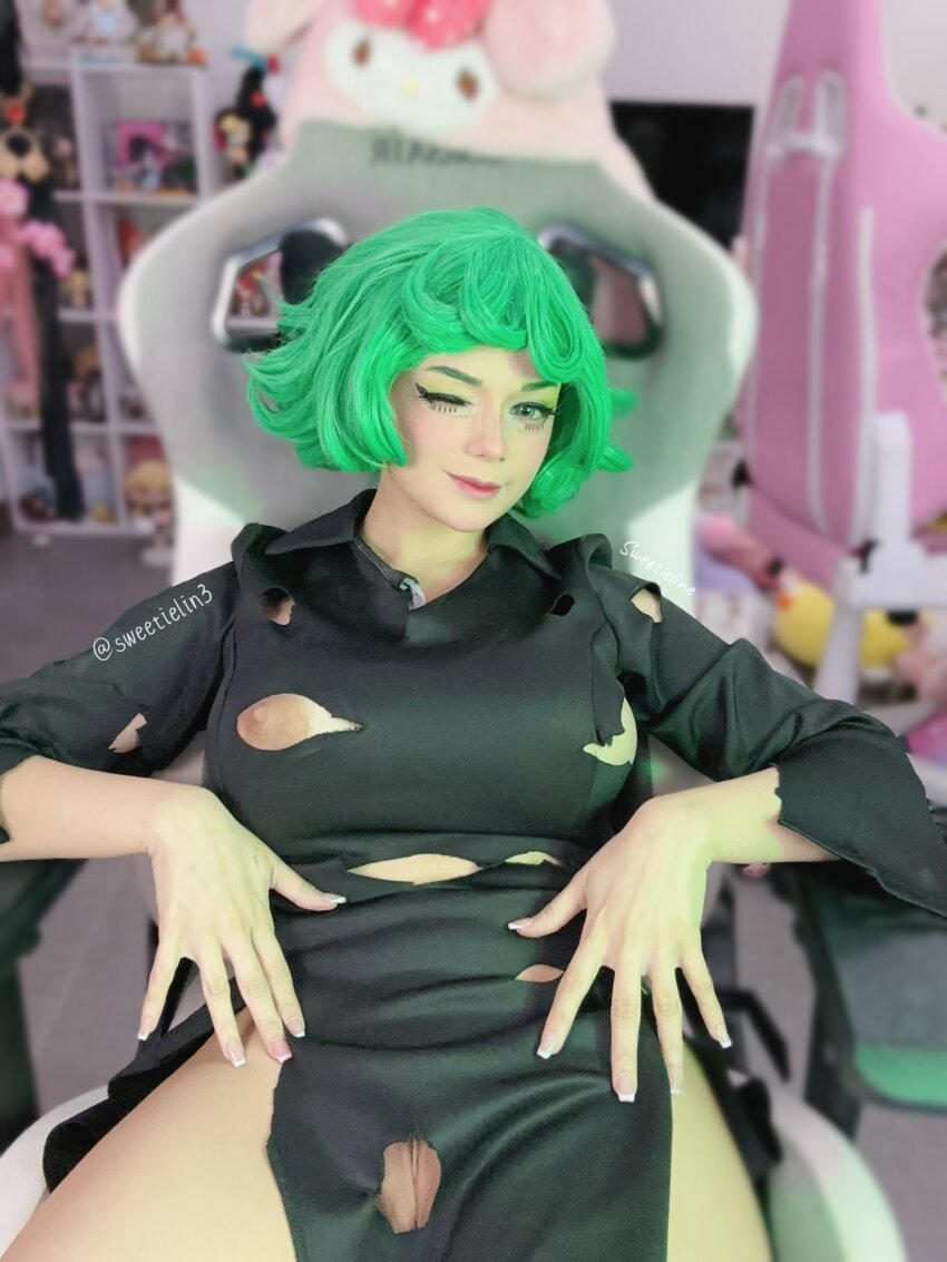 Rule 34 Dev - black_dress blue_eyes camgirl cleft_of_venus cosplay dress  green_hair highres mexican_(nationality) nipples one-punch_man  photo_(medium) pussy real_life sweetieline tatsumaki tatsumaki_(cosplay)  torn_clothes|8966917