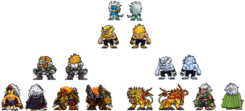 armor bancholeomon banchou coat coat_on_shoulders delinquent digimon digimon_(creature) grappuleomon heavyleomon highres leomon panjyamon regulumon saberleomon sharp_teeth spadamon teeth