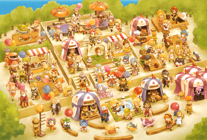 6+boys 6+girls alfador animal_ears arms_up ayla_(chrono_trigger) azala balloon belthasar black_eyes black_hair blonde_hair blue_eyes blue_hair braid cake cane cat cat_ears chibi chrono_(series) chrono_cross chrono_trigger closed_eyes crono_(chrono_trigger) cyrus_(chrono_trigger) dalton dario dark_serge doc_(chrono_cross) dog draggy everyone facial_hair fargo fargo_(chrono_cross) flag flea_(chrono_trigger) flower food frog_(chrono_trigger) gaspar gato gato_(snk) glasses glenn green_hair grobyc guile_(chrono_cross) guitar hair_ornament harle_(chrono_cross) hat helmet hood hoshi_no_ko in-franchise_crossover instrument janice janice_(chrono_cross) janus_zeal jewelry karsh kid_(chrono_cross) kino_(chrono_trigger) leah leena_(chrono_cross) long_hair lucca_ashtear luccia_(chrono_cross) lynx macha magus_(chrono_trigger) marcy_(chrono_cross) marle_(chrono_trigger) masa_(chrono_trigger) mask melchior melchior_(chrono_trigger) miki_(chrono_cross) multi-tied_hair multiple_boys multiple_girls mune_(chrono_trigger) mustache nikki_(chrono_cross) nu_(chrono_trigger) open_mouth orange_hair orlha ozzie_(chrono_trigger) piano pierre_(chrono_cross) pip ponytail poshul purple_hair queen_zeal razzly red_eyes riddel robo_(chrono_trigger) robot schala_zeal serge_(chrono_cross) short_hair shovel slash_(chrono_trigger) smile spacesuit square_enix sword tail tata_(chrono_trigger) tent toma_levine tommy0117 tree turnip_(chrono_cross) viper_(chrono_cross) weapon white_hair worktool yellow_eyes