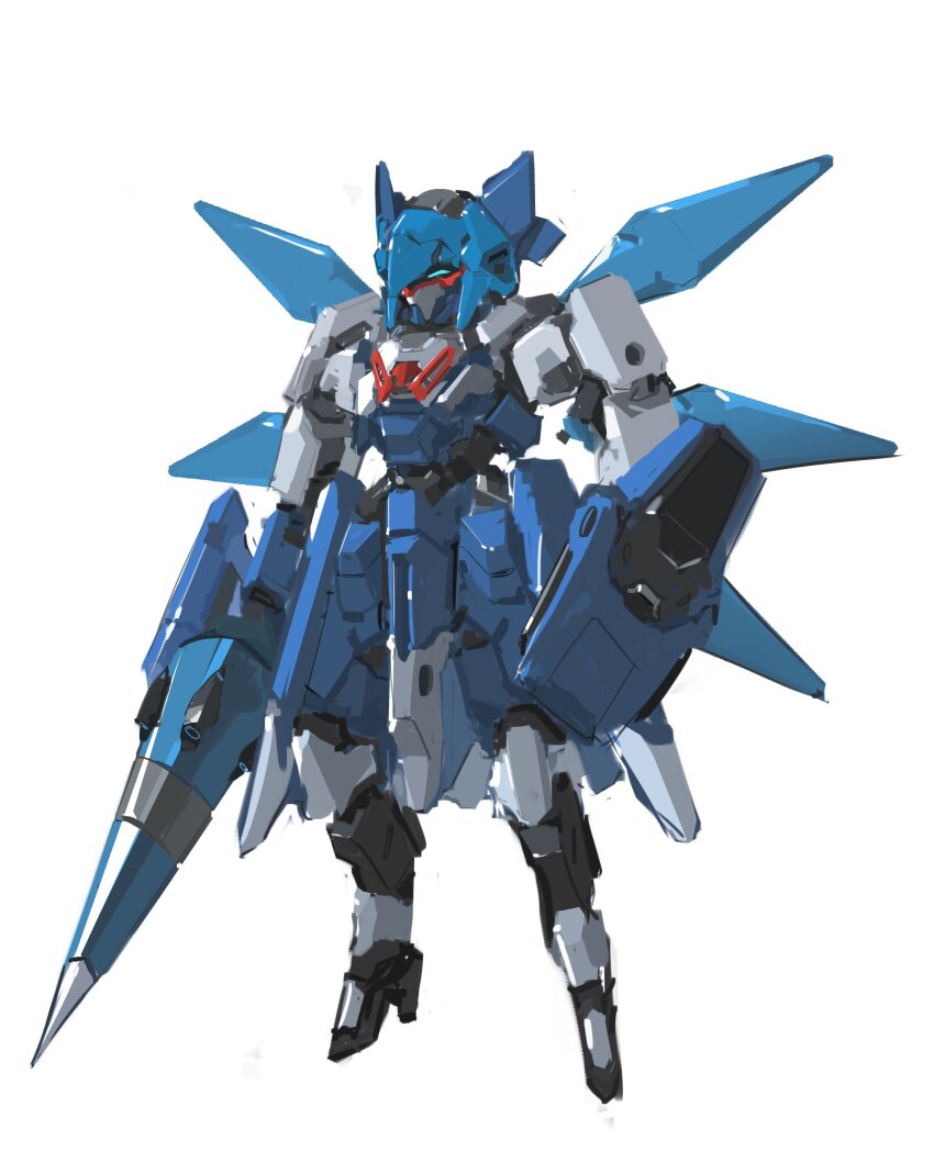 absurdres aesur_a blue_eyes cirno cirno_day commentary drill english_commentary full_body glowing glowing_eyes highres mecha mechanization mixed-language_commentary no_humans robot science_fiction touhou