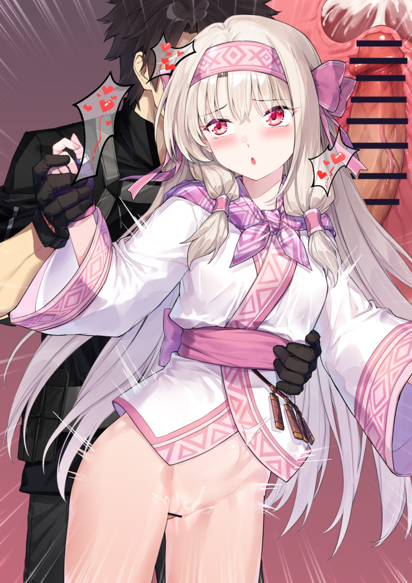1boy 1girl ainu_clothes bar_censor black_gloves black_hair black_jacket bottomless breasts censored clothed_sex coffeekite cross-section cum cum_in_pussy ejaculation fate/grand_order fate_(series) fingerless_gloves fujimaru_ritsuka_(male) fujimaru_ritsuka_(male)_(polar_chaldea_uniform) fur_trim gloves hairband hetero highres jacket long_hair open_mouth penis purple_gloves purple_hairband purple_scarf pussy red_eyes sash scarf sex sex_from_behind shirt short_hair short_sleeves sidelocks sitonai_(fate) small_breasts solo_focus stomach_bulge white_hair white_shirt
