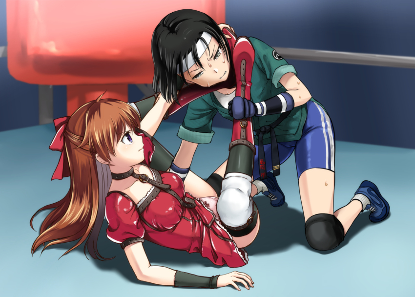 2girls bike_shorts catfight kazama_jun multiple_girls mutou_megumi ryona tagme tekken watari_laboratory wrestle_angels wrestling
