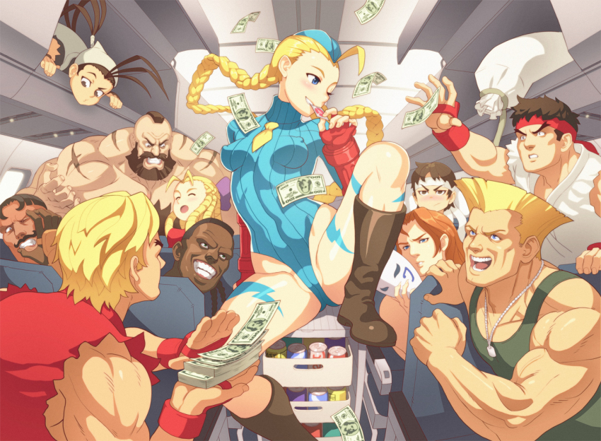 1990s_(style) 4girls 6+boys :d ;) ^_^ ahoge aircraft airplane antenna_hair arm_behind_back bandana bare_legs beard black_hair blonde_hair blue_eyes blue_leotard blush boots bow braid breasts brown_eyes brown_footwear brown_hair cammy_white can capcom cart ceiling closed_eyes condom condom_in_mouth condom_wrapper covered_erect_nipples dark-skinned_male dark_skin dee_jay dog_tags dougi drink drink_can dudley erotibot everyone facial_hair fingerless_gloves flattop floating_hair furrowed_brow garrison_cap gloves grin guile hair_bow hand_on_another&#039;s_face hat headband highleg highleg_leotard holding ibuki_(street_fighter) jewelry kanzuki_karin kasugano_sakura ken_masters knee_boots knee_up leotard lightning_bolt_symbol long_hair looking_at_another m._bison mask mohawk money mouth_hold multiple_boys multiple_girls muscular mustache naughty_face necklace necktie no_socks nose_blush one_eye_closed open_mouth orange_hair outstretched_arm outstretched_hand partially_visible_vulva prostitution pushing retro_artstyle ringlets ryu_(street_fighter) sack scar short_hair sitting sleeved_leotard sleeveless small_breasts smile soda soda_can solo_focus spread_legs street_fighter street_fighter_iii_(series) street_fighter_zero_(series) tank_top tattoo teeth topless_male torn_clothes turtleneck twin_braids unworn_mask vambraces vanishing_point vega_(street_fighter) very_long_hair wince zangief