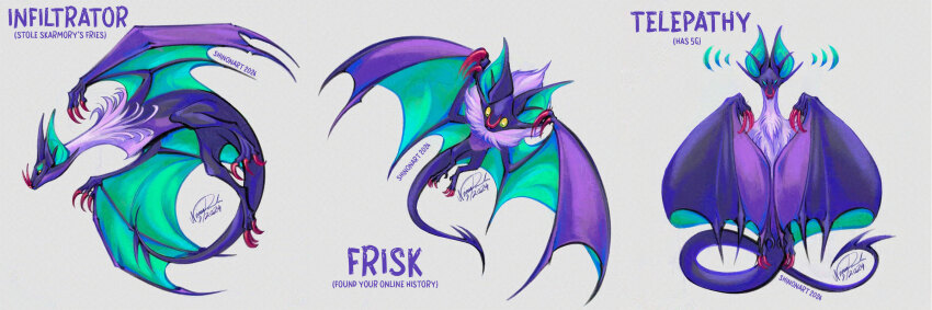 animal_focus artist_name bat_(animal) clawed_wings closed_eyes closed_mouth colored_sclera commentary dated dragon english_commentary english_text flying from_side full_body gameplay_mechanics gen_6_pokemon green_eyes highres nintendo no_humans noivern pokemon pokemon_(creature) pokemon_move red_nails shadeofshinon signature simple_background solo straight-on talons white_background wide-eyed wyvern yellow_sclera