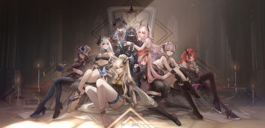 6+girls absurdly_long_hair absurdres antennae arknights barefoot bikini bird bird_on_hand black_bikini breasts casual_one-piece_swimsuit character_request demon_girl demon_horns demon_tail feet flower food grey_hair hair_flower hair_ornament hair_spread_out highres horns ice_cream jdhlfire large_breasts long_hair medium_breasts mudrock_(arknights) mudrock_(silent_night)_(arknights) multiple_girls official_alternate_costume one-piece_swimsuit pink_hair pointy_ears ponytail purple_eyes red_hair shining_(arknights) shining_(silent_night)_(arknights) surtr_(arknights) swimsuit tail theresa_(arknights) thighs very_long_hair w_(arknights) yellow_flower