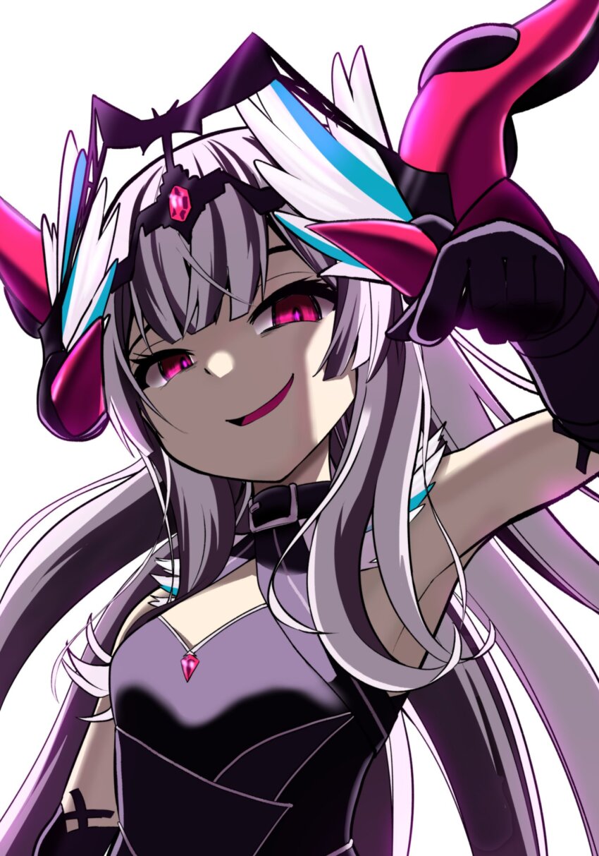 1girl black_hair dark_persona feather_hair_ornament feather_trim feathers fire_emblem fire_emblem_engage fire_emblem_heroes hahe hair_ornament highres multicolored_hair nintendo official_alternate_costume petite solo split-color_hair two-tone_hair veyle_(fell_successor)_(fire_emblem) veyle_(fire_emblem) white_hair