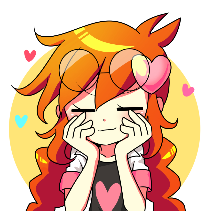 1girl braid closed_mouth closed_eyes eyewear_on_head facing_viewer glasses highres long_hair nintendo offbeat penny_crygor red_hair round_eyewear solo twin_braids upper_body warioware