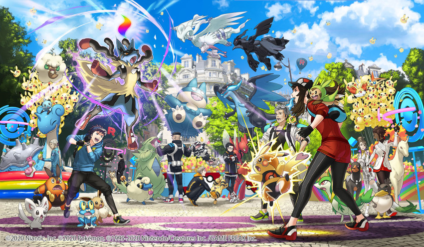 4girls 6+boys aircraft arlo_(pokemon) backpack bag baseball_cap berry_(pokemon) black_gloves black_headwear black_jacket black_pants blanche_(pokemon) blue_hoodie brown_hair building candela_(pokemon) charizard chespin cliff_(pokemon) cloud commentary_request cosplay_pikachu creatures_(company) crossed_arms dark-skinned_female dark-skinned_male dark_skin dated day eevee electricity elekid energy fangs feeding female_protagonist_(pokemon_go) fennekin fingerless_gloves fire flame-tipped_tail froakie galarian_farfetch&#039;d galarian_form galarian_zigzagoon game_freak gen_1_pokemon gen_2_pokemon gen_3_pokemon gen_4_pokemon gen_5_pokemon gen_6_pokemon gen_7_pokemon gen_8_pokemon giovanni_(pokemon) gloves hand_in_pocket hat heart holding hood hoodie hot_air_balloon houndoom index_finger_raised jacket kozaki_yuusuke lamppost lapras legendary_pokemon long_hair long_sleeves looking_at_another lucario male_protagonist_(pokemon_go) mareep mega_charizard_x mega_lucario mega_pokemon meltan minccino multiple_boys multiple_girls munchlax mythical_pokemon nintendo official_art on_shoulder open_mouth outdoors pants persian pignite pikachu pikachu_libre poke_ball_print pokemon pokemon_(creature) pokemon_go pokemon_on_shoulder rapidash reshiram scizor servine shellos shellos_(east) shellos_(west) shoes short_hair sidelocks sierra_(pokemon) sky smile spark_(pokemon) squatting standing team_go_rocket teeth tree tyranitar victini visor_cap watermark whimsicott white_gloves willow_(pokemon) zekrom zigzagoon
