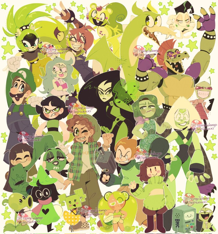 1other 6+girls :d :p :t ^_^ arm_up asymmetrical_eyes ball bare_arms bare_shoulders beachball beanie belt black_fur black_gloves black_hair black_jacket black_nails blue_overalls bob_cut bracelet braces bright_pupils brown_hair brown_pants buck_teeth buttercup_(ppg) candy chara_(undertale) character_request clenched_hands clenched_teeth closed_eyes closed_mouth colored_skin commentary cookie_run cookie_run:_ovenbreak copyright_request corrupted_twitter_file crossed_arms cuphead_(game) deltarune disgust_(inside_out) dragon dress ear_piercing earrings english_commentary eyeshadow facial_hair fewer_digits fingerless_gloves five_nights_at_freddy&#039;s five_nights_at_freddy&#039;s:_security_breach floral_print_dress food food-themed_hair_ornament furry furry_female furry_male gir_(dog_costume)_(invader_zim) gir_(invader_zim) glasses gloves goat_boy green_(m&amp;m&#039;s) green_belt green_dress green_eyes green_hair green_hat green_jacket green_robe green_shirt green_skin green_sweater green_theme grim_matchstick grin gun hair_behind_ear hair_ornament halftone hand_on_own_hip happy_tree_friends hat heart heart_in_mouth highres holding holding_ball holding_beachball holding_gun holding_weapon honguito inside_out instagram_logo instagram_username invader_zim jacket jewelry kim_possible_(series) leaf lime_cookie lime_hair_ornament lollipop long_hair long_sleeves looking_at_viewer luigi m&amp;m&#039;s makeup mario_(series) mechanical_arms miriam_(turning_red) mole mole_under_mouth montgomery_gator multiple_boys multiple_girls mustache nail_polish nintendo nutty_(happy_tree_friends) ok_sign open_mouth outline overalls pants peashooter_(plants_vs_zombies) peridot_(steven_universe) pico_(newgrounds) pico_(newgrounds_series) piercing pink_gloves plaid_clothes plaid_jacket plants_vs_zombies powerpuff_girls puffy_long_sleeves puffy_sleeves purple_eyeshadow purple_gloves ralsei red_hair robe round_eyewear sharp_teeth shego shirt short_hair simple_background sleeveless sleeveless_dress sleeves_past_fingers sleeves_past_wrists smile sonic_(series) squirrel_boy star-shaped_eyewear star_(symbol) steven_universe striped_clothes striped_sweater stud_earrings surge_the_tenrec sweater teeth tongue tongue_out turning_red turtleneck turtleneck_sweater twintails twitter_logo twitter_username two-tone_sweater undertale very_long_hair weapon white-framed_eyewear white_background white_eyes white_gloves white_outline white_pupils white_shirt witch_hat yellow-framed_eyewear yellow_sweater zim_(invader_zim)