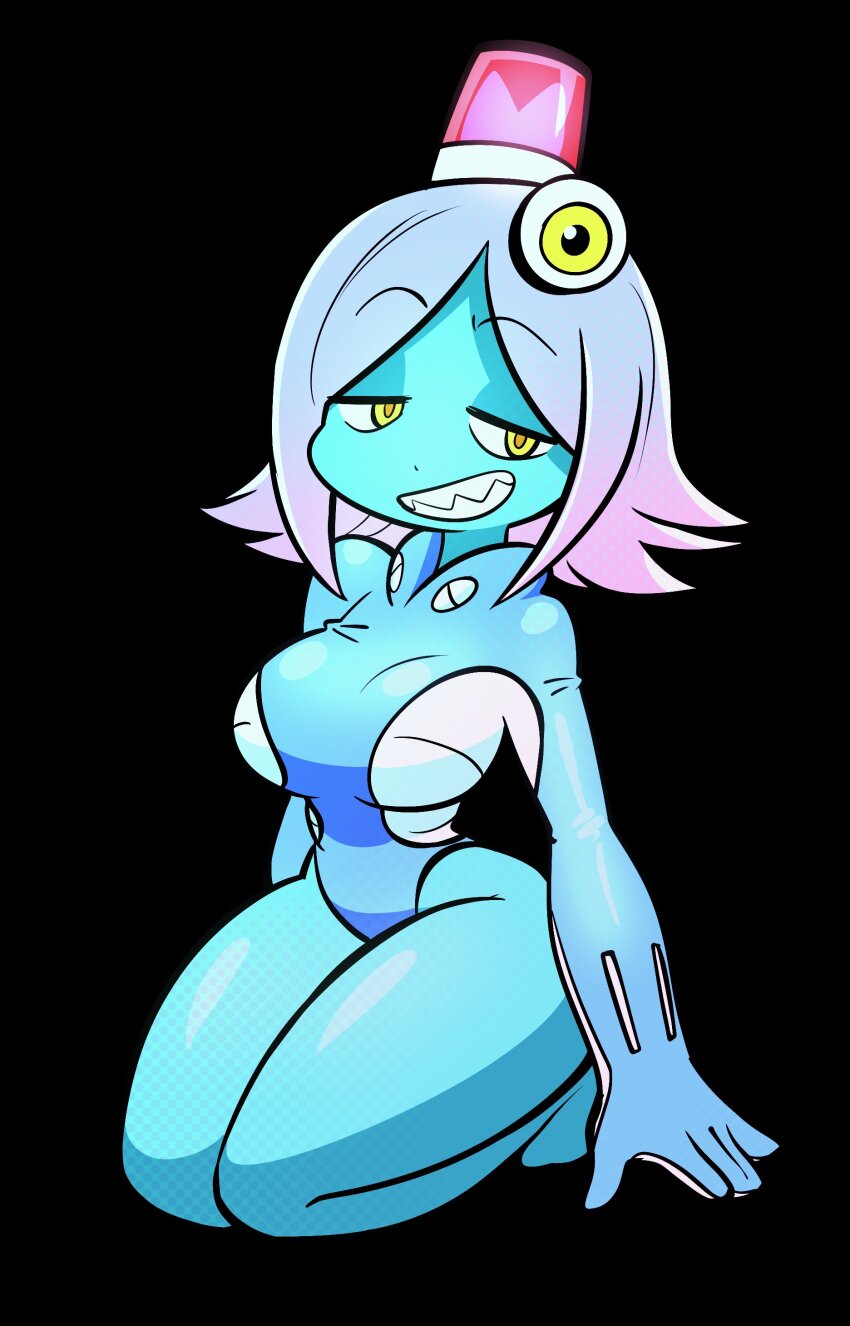 1girl absurdres breasts highres jek_korpen large_breasts midori_(uchuu_patrol_luluco) multicolored_hair short_hair solo spacesuit thick_thighs thighs uchuu_patrol_luluco yellow_eyes