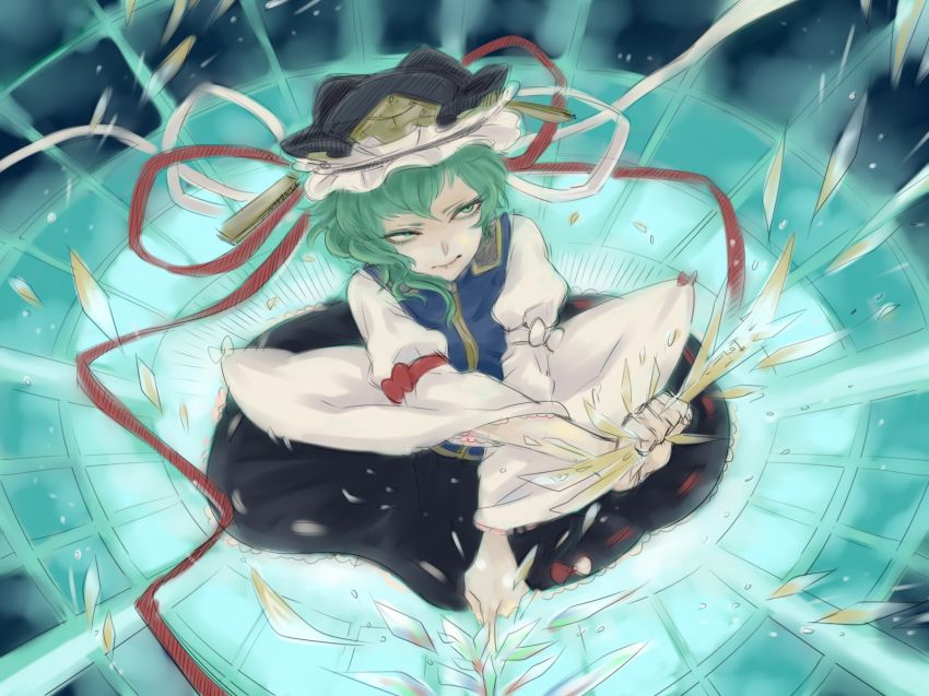 1girl bad_id bad_pixiv_id bunchin female_focus from_above green_hair highres shiki_eiki solo touhou