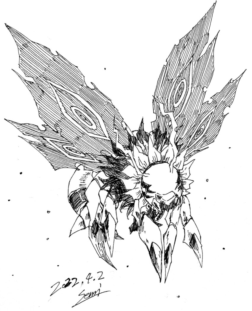 beak claws digimon digimon_(creature) flying flymon highres solo wings