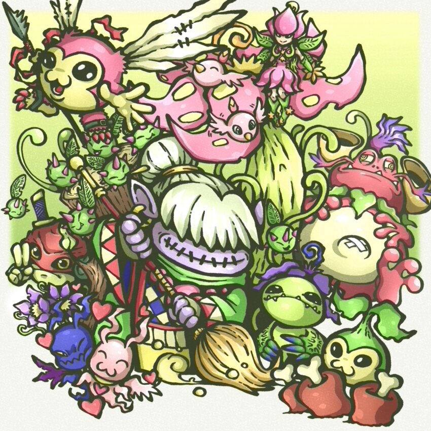 absurdres alraumon babamon budmon cthyllamon digimon digimon_(creature) highres igamon lilimon looking_at_viewer marinangemon picklemon spikes tanemon tonosamagekomon wings