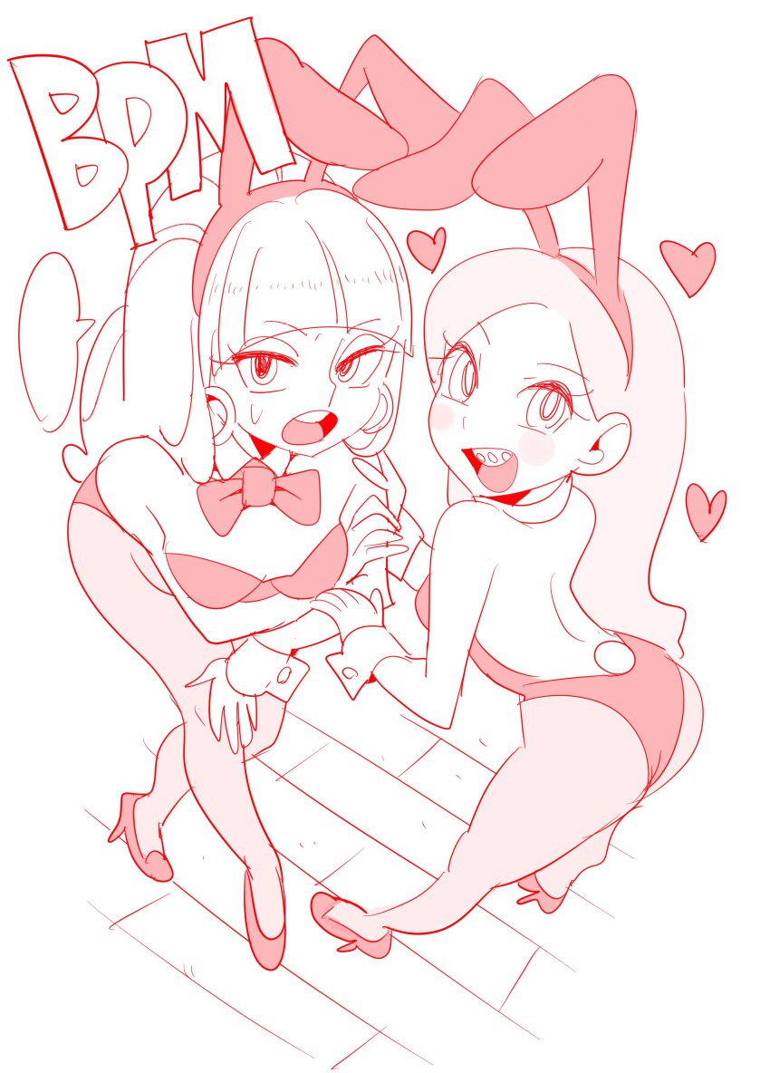2girls 404error absurdres animal_ears ass bare_shoulders breasts gravity_falls high_heels highres leotard long_hair mabel_pines multiple_girls pacifica_northwest playboy_bunny