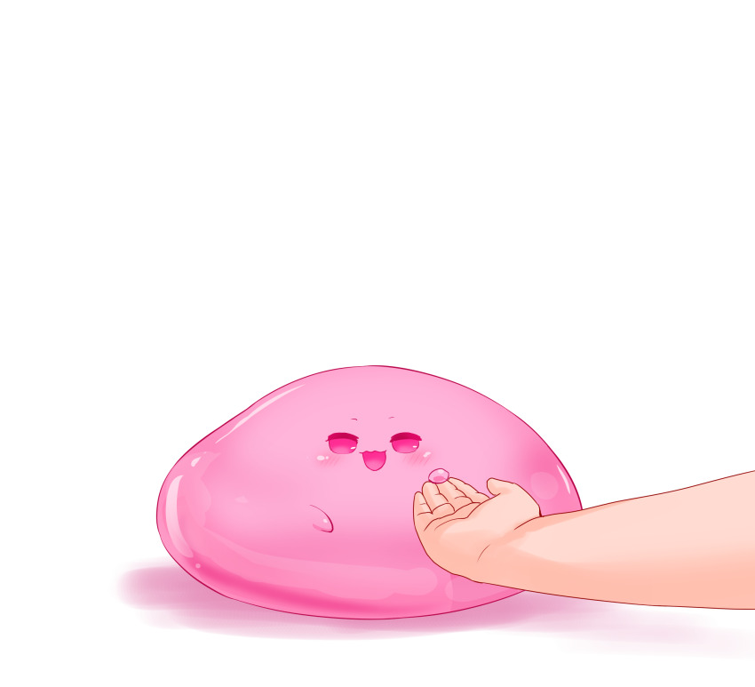 blush creature highres hikyou_takarasou looking_at_viewer monster open_mouth original pov simple_background slime_(creature) slime_(substance) white_background