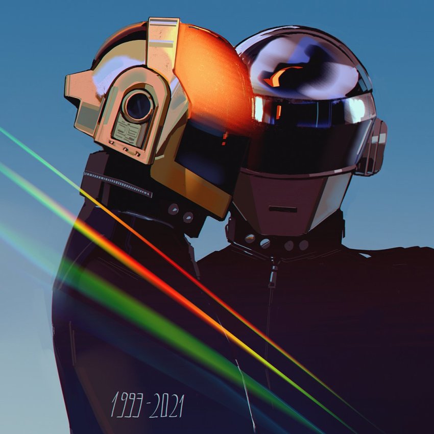 2boys collared_jacket daft_punk dated gradient_background guy-manuel_de_homem-christo h4tter helmet jacket light_rays looking_at_viewer looking_to_the_side multiple_boys thomas_bangalter upper_body zipper