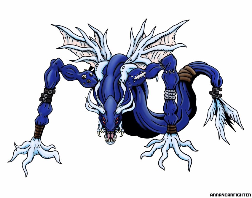 devidramon digimon highres marindevimon original red_eyes simple_background tentacles white_background wings