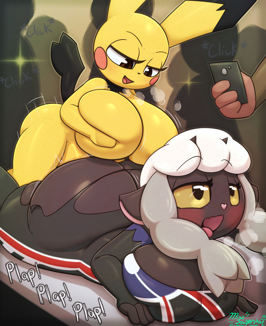 1futa 1girl absurdres ahegao animal animal_ears ass ass_shake black_eyes blush breast_press breasts breasts_squeezed_together brown_eyes butt_crack clothed_female_nude_female curvy deep_penetration erection floppy_ears furry furry_female furry_with_furry futa_with_female futa_without_pussy futanari gen_2_pokemon gen_8_pokemon grabbing_another&#039;s_breast grabbing_own_breast grey_hair groping half-closed_eyes happy happy_sex heavy_breathing highres huge_ass huge_breasts interspecies light long_hair looking_at_another looking_down looking_up lying miso_souperstar moaning motion_lines multiple_girls naughty_face newhalf_with_female nintendo nude nudist on_stomach open_mouth penis phone pichu pokemon pokemon_(creature) prone_bone public_indecency recording rough_sex seductive_smile sex sex_from_behind sheep sheep_ears smile sound_effects standing surrounded tail tail_raised taking_picture thick_thighs thighs tongue tongue_out torn_clothes torn_legwear uncensored video_game watching wide_hips wooloo wrestling_outfit