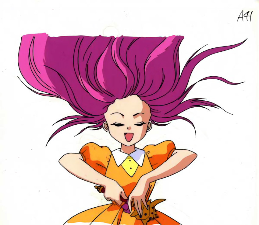 1990s_(style) akazukin_chacha marin_(marine-sky-earth) pink_hair retro_artstyle staff standing tagme