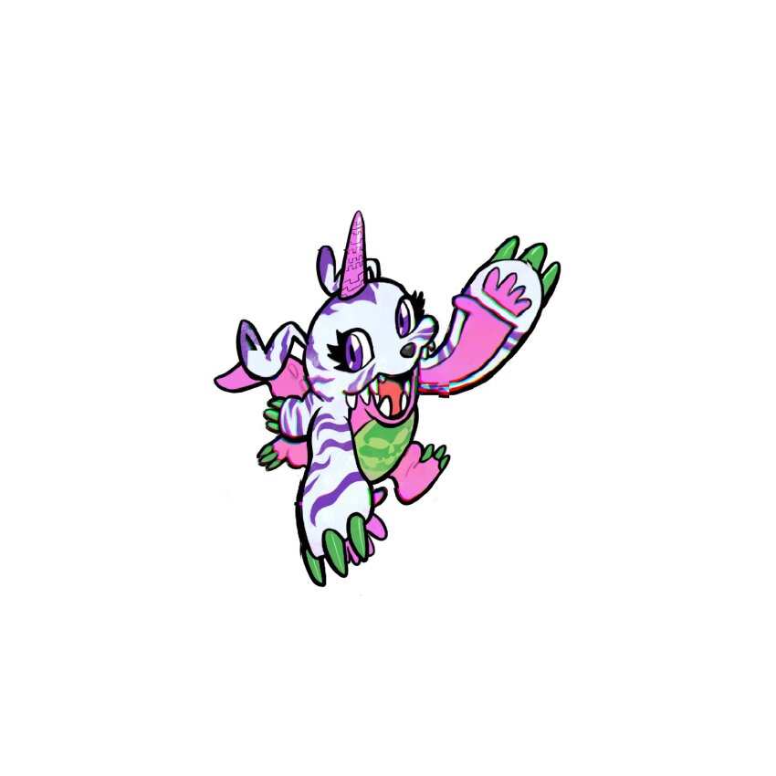 claws digimon digimon_(creature) happy highres horns psychemon sharp_teeth smile solo teeth
