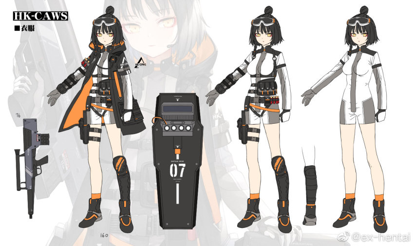 12-gauge_(3_inch_shell) 12-gauge_belted_winchester-olin_(18.5x76mmr) 1girl ammunition automatic_shotgun ballistic_shield belted_magnum black_footwear black_hair boots braid breasts buckle bullpup caws_(girls&#039;_frontline) character_name reference_sheet coat dazzler_(weapon) electroshock_weapon expressionless eyeshadow flash_shield flashlight formal_clothes german_flag girls&#039;_frontline gloves goggles goggles_on_head grey_jumpsuit gun h&amp;k_caws haijin hand_on_shield handgun headset heckler_&amp;_koch holding holding_gun holding_weapon holster hood hood_down hooded_coat jumpsuit knee_pads knife knife_sheath less-than-lethal_weapon light load_bearing_equipment logo long_sleeves looking_at_viewer magnum_cartridge magnum_shotgun_shell makeup medium_breasts multiple_views name_tag needlegun olin_corporation open_clothes open_coat orange_socks personification pistol prototype_design riot_shield rope sabot sheath shield shin_guards short_hair short_jumpsuit short_sleeves shotgun shotgun_shell side_braid sidelocks single_knee_pad single_shin_guard snap-fit_buckle socks stun_shield sub-caliber_ammunition suit thigh_holster thigh_strap topknot two-tone_jump watermark weapon weibo_watermark winchester-olin winchester_repeating_arms_company yellow_eyes zoom_layer