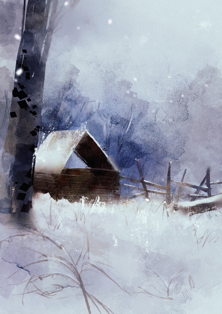 abandoned absurdres broken building forest grass gwen414 highres hut nature no_humans original outdoors scenery sky tree