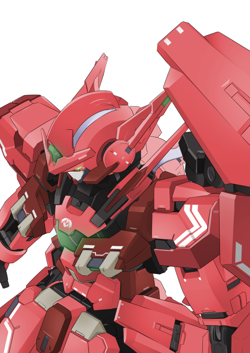 absurdres glowing glowing_eyes gn_drive gundam gundam_00 gundam_00f gundam_astraea_type-f highres no_humans nraib shield simple_background solo white_background
