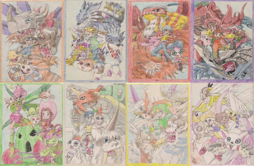 3girls 5boys agumon angemon angewomon atlurkabuterimon atlurkabuterimon_(red) bird birdramon bug cat digimon digimon_(creature) gabumon garudamon garurumon glasses gomamon greymon highres holyangemon ikkakumon ishida_yamato izumi_koshiro kabuterimon kido_jo koromon lilimon metalgreymon mochimon multiple_boys multiple_girls nyaromon palmon patamon piyomon plotmon pukamon pyocomon reptile tachikawa_mimi tailmon takaishi_takeru takenouchi_sora tanemon tentomon togemon tokomon tunomon weregarurumon wings yagami_hikari yagami_taichi zudomon