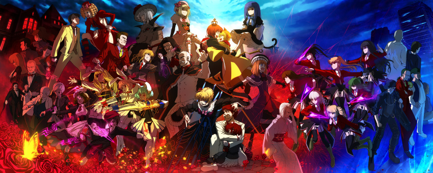07th_expansion 6+boys 6+girls absurdres amakusa_juuza animal_ears asmodeus_(umineko) beatrice_(umineko) beelzebub_(umineko) belphegor_(umineko) black_hair blonde_hair blood blue_hair brown_hair bug butterfly captain_kawabata chiester00 chiester410 chiester45 chiester_sisters dress drill_hair eva_beatrice everyone eyepatch flower formal_clothes frederica_bernkastel frills gaap_(umineko) goatman_(umineko) gouda_toshirou green_hair hair_bobbles hair_ornament hat highres insect kanon_(umineko) kiseru kneehighs kumasawa_chiyo kumasawa_sabakichi lain lambdadelta leviathan_(umineko) long_hair lucifer_(umineko) mammon_(umineko) maria_(umineko) mini_hat mini_top_hat monocle multiple_boys multiple_girls nanjou_masayuki nanjou_terumasa necktie no_naku_koro_ni_(series) okonogi_tetsurou orange_hair pink_hair polearm professor_ootsuki red_hair ronoue_genji ronove_(umineko) rose sakutarou_(umineko) satan_(umineko) shannon_(umineko) short_hair showgirl_skirt side_ponytail skirt smoking_pipe socks spear stakes_of_purgatory suit sumadera_kasumi thighhighs top_hat umineko_no_naku_koro_ni ushiromiya_ange ushiromiya_battler ushiromiya_george ushiromiya_hideyoshi ushiromiya_jessica ushiromiya_kinzou ushiromiya_krauss ushiromiya_kyrie ushiromiya_maria ushiromiya_natsuhi ushiromiya_rosa ushiromiya_rudolf virgilia_(umineko) weapon white_hair
