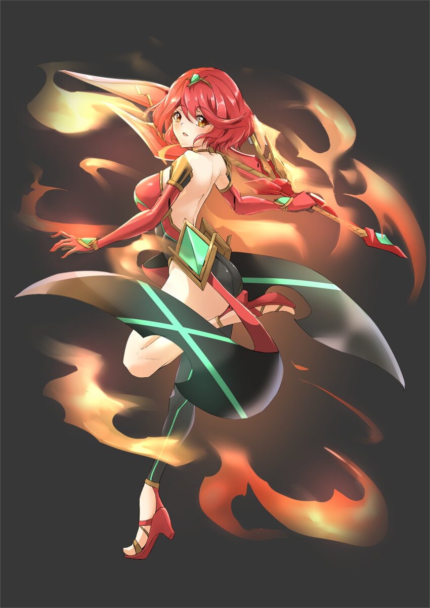 1girl aegis_sword_(xenoblade) alternate_costume breasts deekei highres large_breasts pyra_(xenoblade) red_hair solo xenoblade_chronicles_(series) xenoblade_chronicles_2