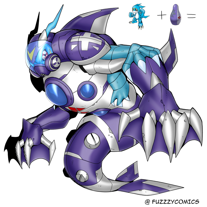 armor crests_(digimon) depthmon digimental digimental_of_sincerity digimon digimon_(creature) fuzzzycomics highres oridigi original twitter_username v-mon