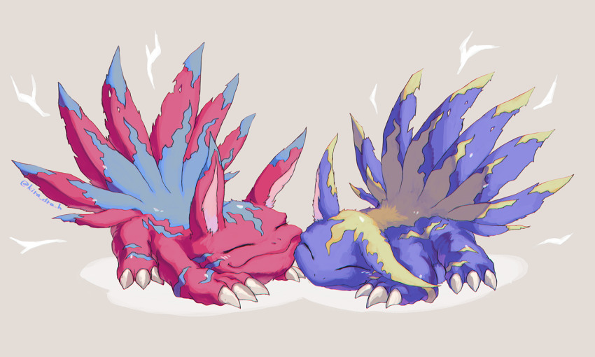 blue_fur claws digimon elecmon elecmon_(violet) electricity long_ears red_fur smile