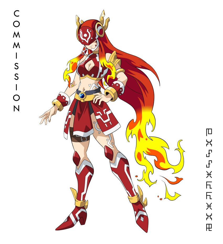 1girl absurdres armor digimon digimon_(creature) female_focus fire highres mask officialseraphimon oridigi original solo wings