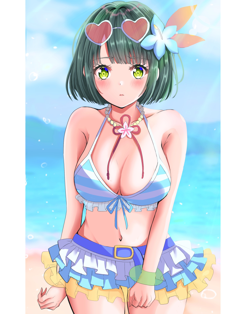 1girl absurdres bare_shoulders breasts cleavage highres link!_like!_love_live! looking_at_viewer love_live! maymaru momose_ginko short_hair solo swimsuit