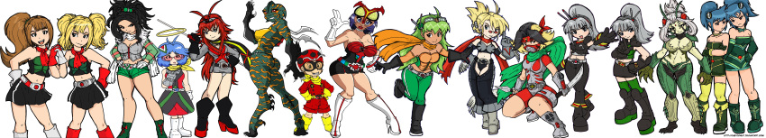 6+girls absurdres gender_request genderswap highres kamen_rider kamen_rider_(1st_series) kamen_rider_1 kamen_rider_2 kamen_rider_amazon kamen_rider_black kamen_rider_black_rx kamen_rider_j kamen_rider_rx_black kamen_rider_stronger kamen_rider_v3 kamen_rider_x kamen_rider_zo kamen_rider_zx long_image multiple_girls rider-tan thighhighs wide_image