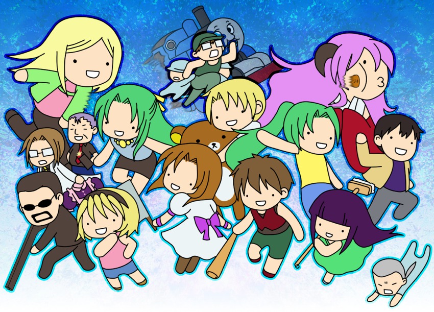 00s 07th_expansion 6+boys 6+girls baseball_bat billhook blonde_hair chibi crossover everyone furude_rika hanyuu hashitsuki_nata hatchet higurashi_no_naku_koro_ni houjou_satoko houjou_satoshi irie_kyousuke kasai_tatsuyoshi kashiwa_kiseri maebara_keiichi matsuribayashi-hen multiple_boys multiple_girls nata_(tool) no_naku_koro_ni_(series) o3o okonogi_tetsurou ooishi_kuraudo ryuuguu_rena siblings sisters sonozaki_mion sonozaki_shion takano_miyo thomas_the_tank_engine thomas_the_tank_engine_(character) tomitake_jirou twins