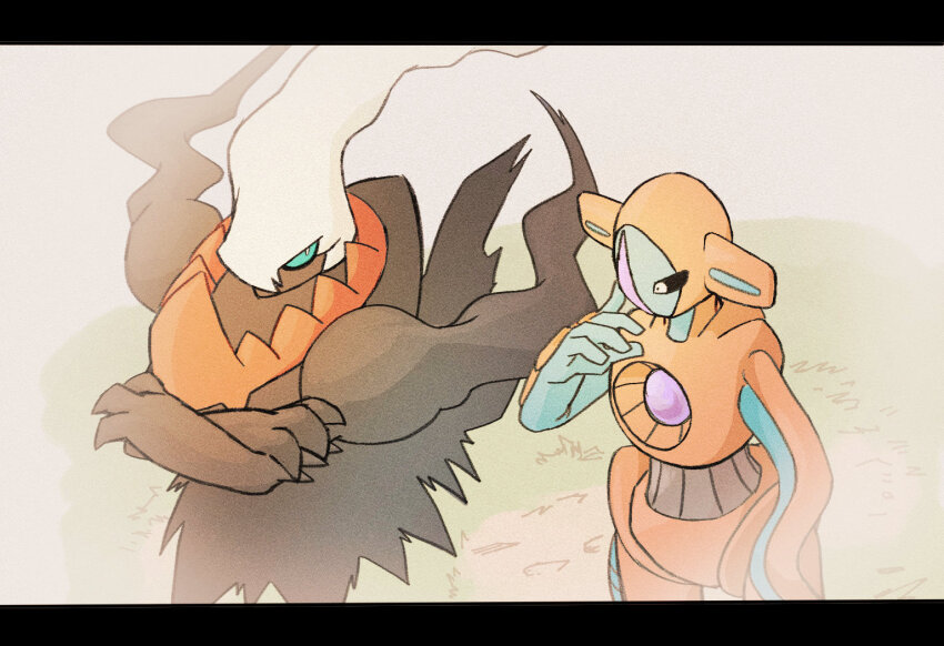 ashita_mo blue_eyes crossed_arms darkrai deoxys deoxys_(normal) expressionless gen_3_pokemon gen_4_pokemon legendary_pokemon looking_to_the_side mythical_pokemon nintendo no_humans pokemon pokemon_(creature) simple_background tentacles