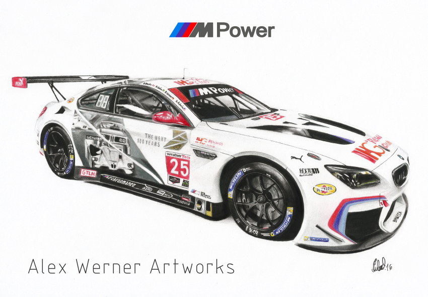 alex_werner_(alexwerndesign) artist_name bmw bmw_m6 car commentary commentary_request english_commentary from_side highres imsa_sportscar_championship michelin michelin_man mixed-language_commentary motor_vehicle no_humans pennzoil portuguese_commentary puma_(brand) race_vehicle racecar rahal_letterman_laningan_racing spoiler_(automobile) sponsor traditional_media vehicle_focus