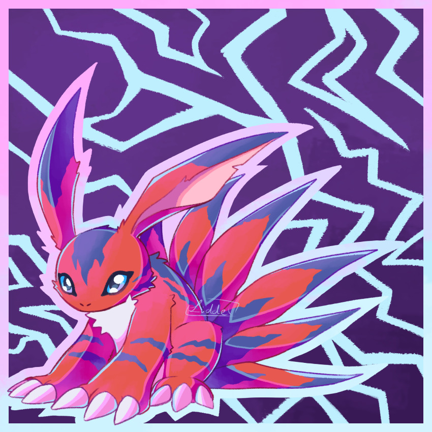 blue_eyes claws digimon digimon_(creature) elecmon highres multiple_tails solo tail
