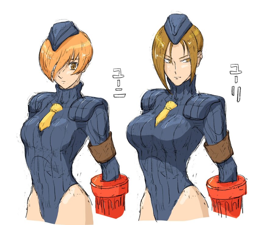 2girls breasts brown_hair capcom highleg highleg_leotard highres juli_(street_fighter) juni_(street_fighter) large_breasts leotard long_sleeves multiple_girls necktie nom1207 short_hair street_fighter street_fighter_zero_(series)