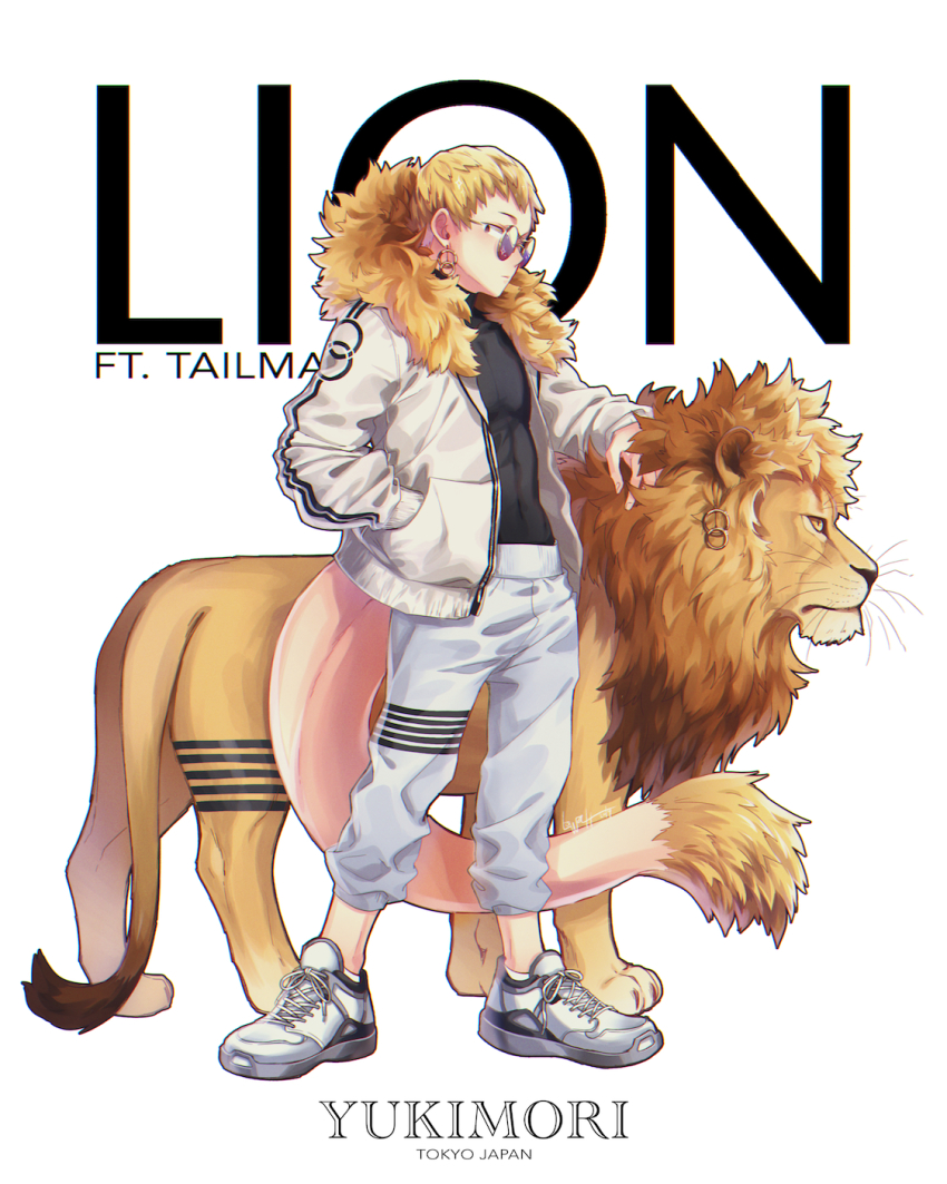 1boy animal boku_no_hero_academia highres lion lowah ojiro_mashirao shoes short_hair tail