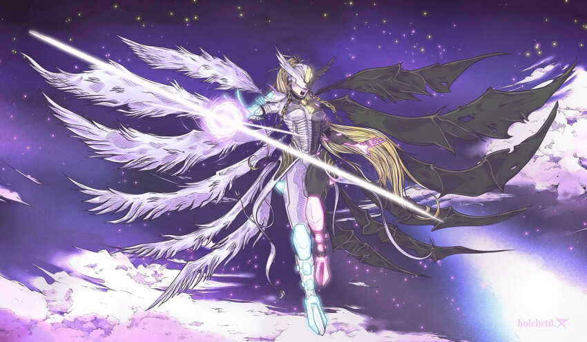 armor covered_eyes digimon digimon_(creature) fusion highres long_hair mask mastemon wings