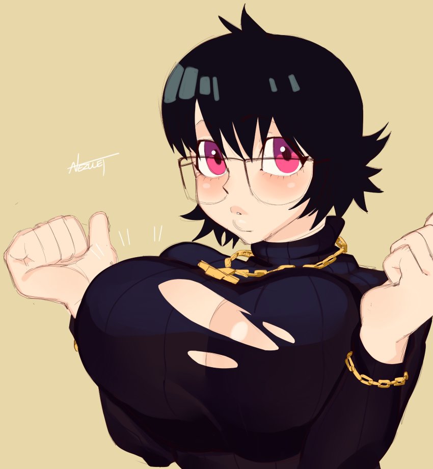 1girl absurdres breasts glasses highres hunter large_breasts solo tagme