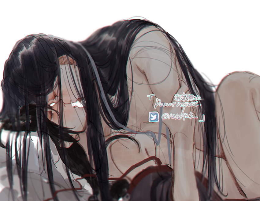 1010923 2boys after_kiss alternate_hairstyle anal bare_shoulders bed_sheet black_hair black_hanfu blush bottomless boy_on_top chinese_clothes chinese_text clothed_male_nude_male clothes_down couple crying crying_with_eyes_open from_side grabbing_another&#039;s_arm grey_eyes hair_down hanfu highres implied_sex lan_wangji long_hair looking_at_another lying male_focus missionary modao_zushi multiple_boys nude on_back on_bed open_clothes open_robe partially_undressed pillow profile red_ribbon ribbon robe robe_partially_removed saliva saliva_trail sex simple_background spread_legs tears tongue tongue_out twitter_username very_long_hair watermark wei_wuxian white_background white_ribbon yaoi