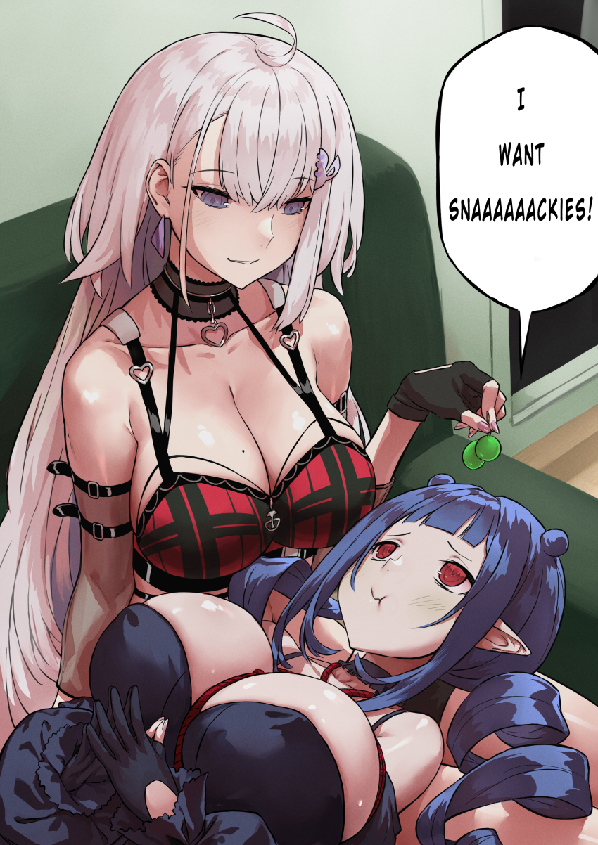 2girls breasts dizzy_dokuro ember_amane haraya_manawari large_breasts multiple_girls phase_connect speech_bubble tagme virtual_youtuber