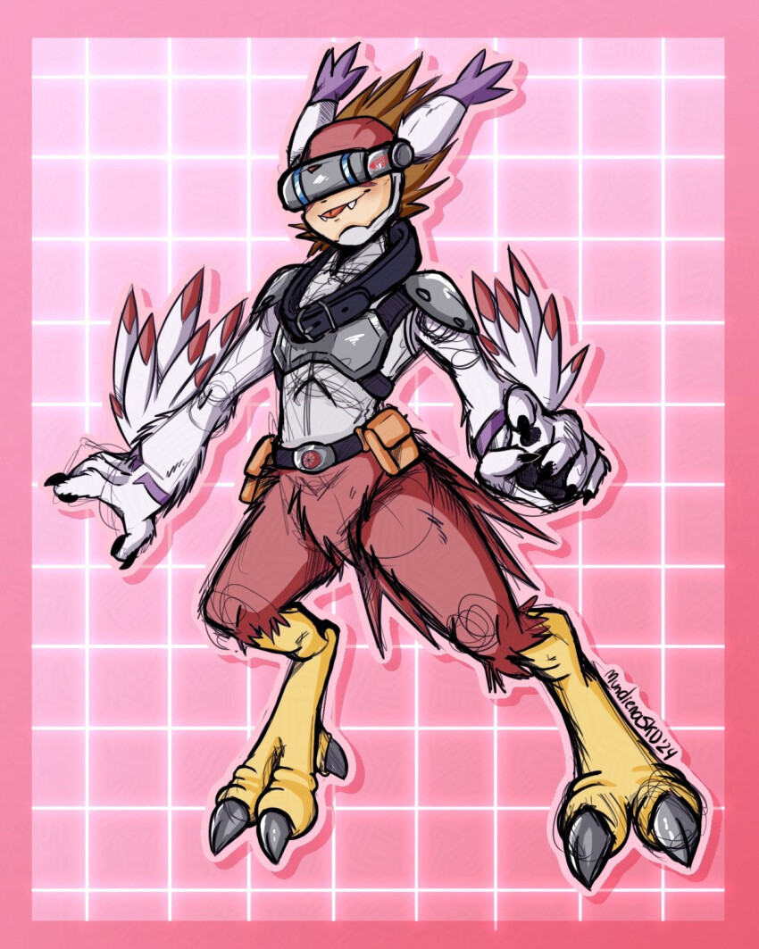 covered_eyes digimon digimon_(creature) digimon_adventure_02 fusion helmet long_ears mask silphymon