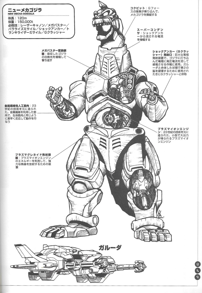 aircraft ammunition ammunition_focus ammunition_name ammunition_profile anatomy artist_request cannon chart cross-section diagram directed-energy_weapon energy energy_cannon energy_weapon engineering_drawing g-force garuda_(godzilla) giant_robot glowing_mouth godzilla_(series) godzilla_vs._mechagodzilla_ii highres hip_cannon interior japan_self-defense_force japanese_text kaiju laser_cannon maser_cannon mecha mechagodzilla military military_vehicle missile missile_launcher missile_pod monochrome monster no_humans nuclear_reactor official_art open_mouth paralyzer_missile plasma_cannon plasma_grenade_(godzilla) robot schematic science science_fiction shoulder_cannon solo stomach_cannon tail teeth toho translation_request united_nations_godzilla_countermeasure_center weapon weapon_focus weapon_profile x-ray