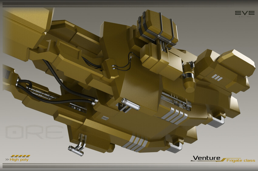 3d cable close-up commentary copyright_logo copyright_name dated_commentary english_text eve_online frigate_(eve_online) glint gradient_background grey_background harvesting_ship_(eve_online) highres kaspercohen_(kasper_hansen) logo maya_(medium) mining_frigate_(eve_online) monochrome_background no_humans official_art outer_ring_excavations_(eve_online) photoshop_(medium) realistic science_fiction spacecraft vehicle_focus vehicle_name
