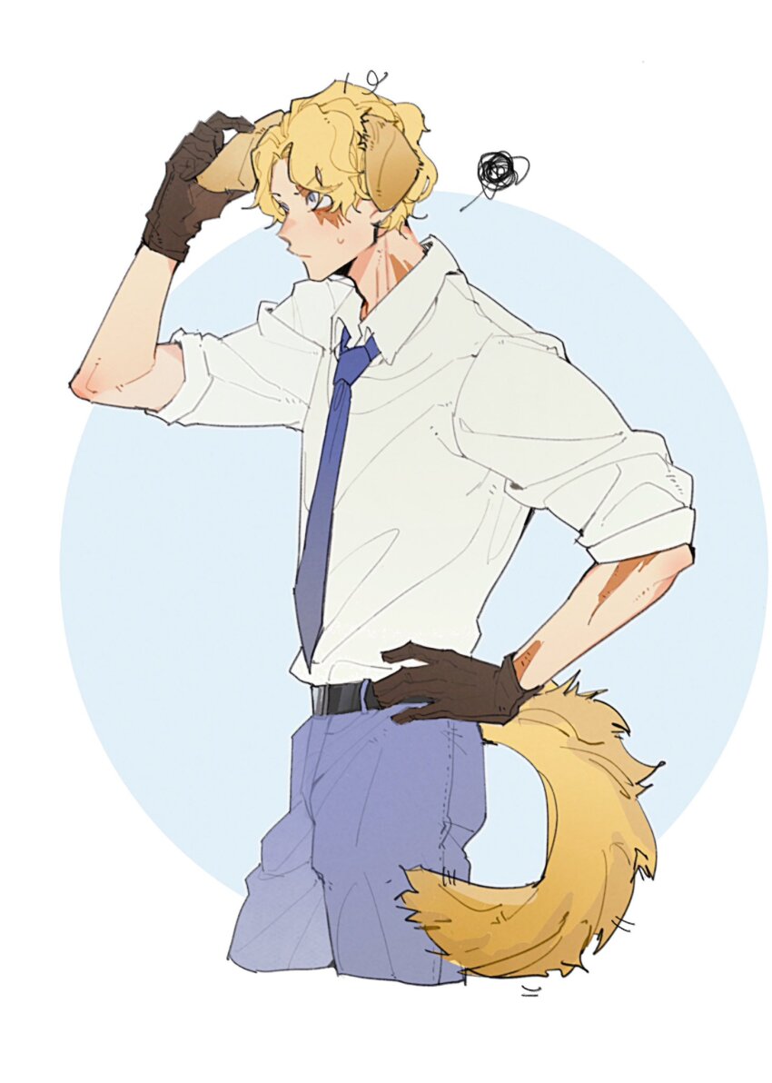 1boy bishounen blonde_hair closed_mouth gloves highres long_sleeves male_focus one_piece onecata11 sabo_(one_piece) scar scar_across_eye scar_on_face shirt short_hair white_shirt